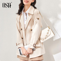 OSA高端气质风衣外套女中长款小个子2021年新款春季韩版宽松大衣