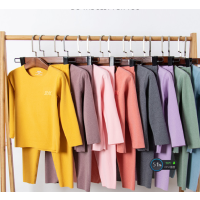 儿童保暖内衣套装德绒无痕男童秋衣秋裤中大童纯色舒适家居服