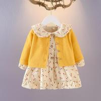 2021新款女宝宝春装长裙连衣裙两件套装女童洋碎花小外套棉质韩版