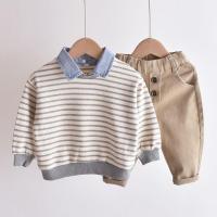 儿童卫衣套装2021春季新款时尚小童条纹薄款上衣男童宝宝春秋款潮