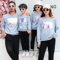 网红亲子装春秋冬一家三口休闲卫衣韩版中长款亲子装潮