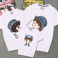 2021新款纯棉一家三四口体恤上衣亲子装夏装短袖T恤出游玩沙滩装