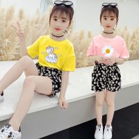 100%纯棉儿童套装女夏装2021新款韩版中大童女孩小雏菊短裤两件套