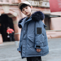 儿童羽绒服男童中长款加厚中大童2021新款韩版男孩白鸭绒休闲外套