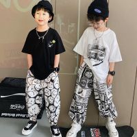 男童春夏装套装潮中大童春夏季薄款防蚊裤男孩帅气宽松韩版短袖T恤胖