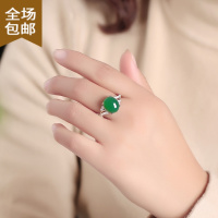 Chunmi红玛瑙玉戒指女开口可调节简约ins潮中国风银银指环不掉色送妈妈