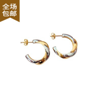 ChunmiCHICWANG春季法式简约气质高级感百搭金银拼色牛角包C形耳环耳圈