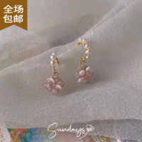 Chunmi「葡萄成熟时」法式温柔优雅小众设计手作紫眼石珍珠耳环女
