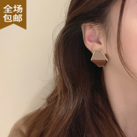Chunmi925银针几何设计感拼色简约耳钉女气质高级大气耳环小众韩国耳饰