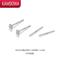 睡觉免摘钻石银999足银耳钉女简约男养耳洞小巧耳环防过敏耳饰 KAMIXIWA银耳饰
