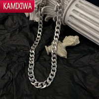 KAMIXIWA钛钢古巴项链男潮ins嘻哈街头小众设计感高级锁骨毛衣链男士颈链