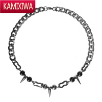KAMIXIWA朋克哥特暗黑涩谷辣妹拽哥痞帅潮嘻哈拼接铆钉子项链男钛钢不掉色