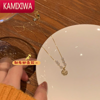 KAMIXIWA福字珍珠项链女轻奢小众设计感高级毛衣链锁骨链2022年新款颈链