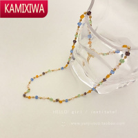 KAMIXIWA2022年新款彩色水晶串珠项链女锁骨链夏小众设计感简约choker颈链