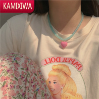 KAMIXIWA颜色超美!粉色+蓝色桃心项链少女心撞色时髦甜酷辣妹锁骨链颈链