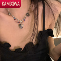 KAMIXIWA超爱!ins博主偏爱 彩珠爱心项链女高级设计感小众锁骨链甜酷配饰