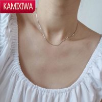 KAMIXIWA925银极细项链0.8MM八角链超闪蛇骨链女式欧美颈链锁骨链叠戴镀金