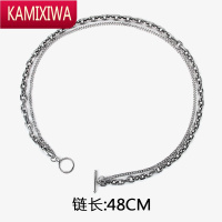 KAMIXIWASAZ 潮牌嘻哈设计感锁骨钛钢项链双层小众复古叠戴颈链男女毛衣链