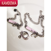 KAMIXIWAD粉色珐琅颈链女时尚字母choker项链轻奢小众设计感高级锁骨链