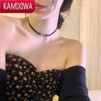 KAMIXIWA蜜桃茶]辣度超标 黑色蝴蝶结choker锁骨链女高级感脖颈链项链