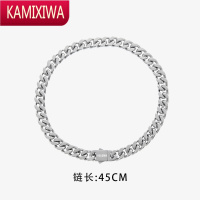 KAMIXIWASAZ 潮牌欧美古巴链粗金属无性别嘻哈轻奢小众美式钛钢配饰项链男