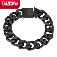 KAMIXIWADark black cuban bracelet 立体切割古巴手链男嘻哈黑色经典潮流