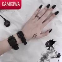 KAMIXIWAINS原宿暗黑风情侣表带手环PVC个性style朋克装饰帆布手链