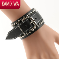 KAMIXIWA时尚潮人复古韩版手链男简约个性 朋克摇滚手镯皮带手环女
