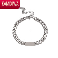 KAMIXIWA欧美嘻哈朋克钛钢手链男款方面可刻字手镯个性潮男粗链条手链