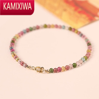 KAMIXIWA透亮|极细2mm彩虹小碧玺手链女14k金西瓜彩色精致高级感颜值水晶