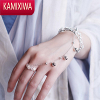 KAMIXIWA手链戒指一体女韩版新娘古风手背链简约时尚复古宫廷汉服手部装饰