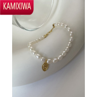 KAMIXIWA设计感ins手链淡水珍珠S银金币女王复古珍珠手链闺蜜女生手链
