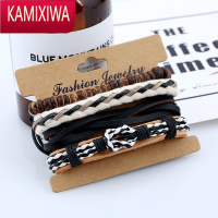 KAMIXIWA欧美风编织多层手链串珠蜡装多色编制手环男简约复古文艺手绳