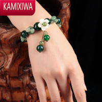 KAMIXIWA东陵玉复古手链 绿色琉璃手串民族风手绳女 设计饰品