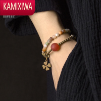 KAMIXIWA个性复古绿石珠子手链 设计民族风女款特色饰品多层手串套餐