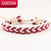 KAMIXIWAins风森系文艺复古棉麻编织手绳简约日系小清新男女学生情侣手链