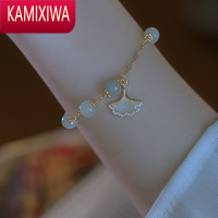 KAMIXIWA银杏叶和田玉手链ins小众设计高级感复古手饰2022年新款女生
