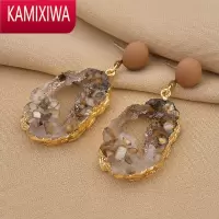 KAMIXIWAS银针网红高级感祖母绿色不规则耳环2022年新款潮耳坠耳饰