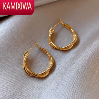KAMIXIWA金属编织冷淡风耳环2021年新款潮女简约高级感韩国网红气质耳圈耳饰