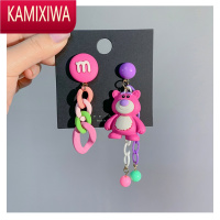 KAMIXIWAAB不对称设计耳环耳饰小熊M豆气质流苏港系度假风耳坠女可爱混搭