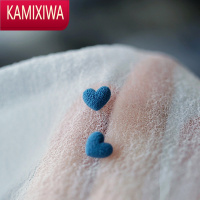 KAMIXIWA巨美~早春温柔爱心耳钉高级感 复古小众磨砂克莱因蓝陶瓷耳饰