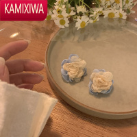 KAMIXIWA蜜桃茶]海岛日记 手工花耳钉女2022年新款潮高级感小众设计感