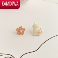 KAMIXIWA可爱不对称耳夹女无耳洞小清新樱花猫咪耳钉2021年新款潮耳饰秋冬