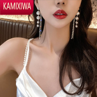 KAMIXIWA珍珠流苏耳环长款耳钉个性耳坠2021年新款女小众气质网红高级耳饰