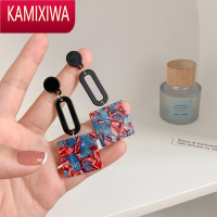 KAMIXIWA亚克力耳夹无耳洞女圆脸显瘦气质时尚耳坠复古港味耳饰春夏高级感