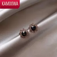 KAMIXIWA蓝宝石复古耳环女高级感耳钉银针耳饰2021新款潮秋冬耳坠