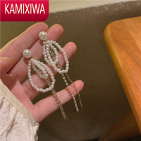 KAMIXIWA显脸瘦!珍珠长款流苏耳坠女高级感轻奢耳环法式复古耳饰耳钉耳夹
