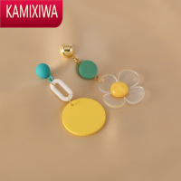 KAMIXIWA不对称黄色花朵耳环女今年新款独特的耳饰网红夏季耳坠