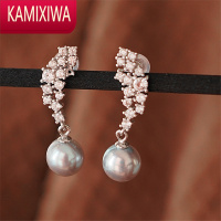 KAMIXIWA新款新娘珍珠耳环高级感简约轻奢银针闪钻翅膀耳钉少女镶钻耳坠
