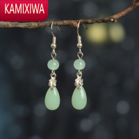 KAMIXIWA古风耳环琉璃水滴耳坠配旗袍复古气质民族风中国风耳饰女汉服耳夹